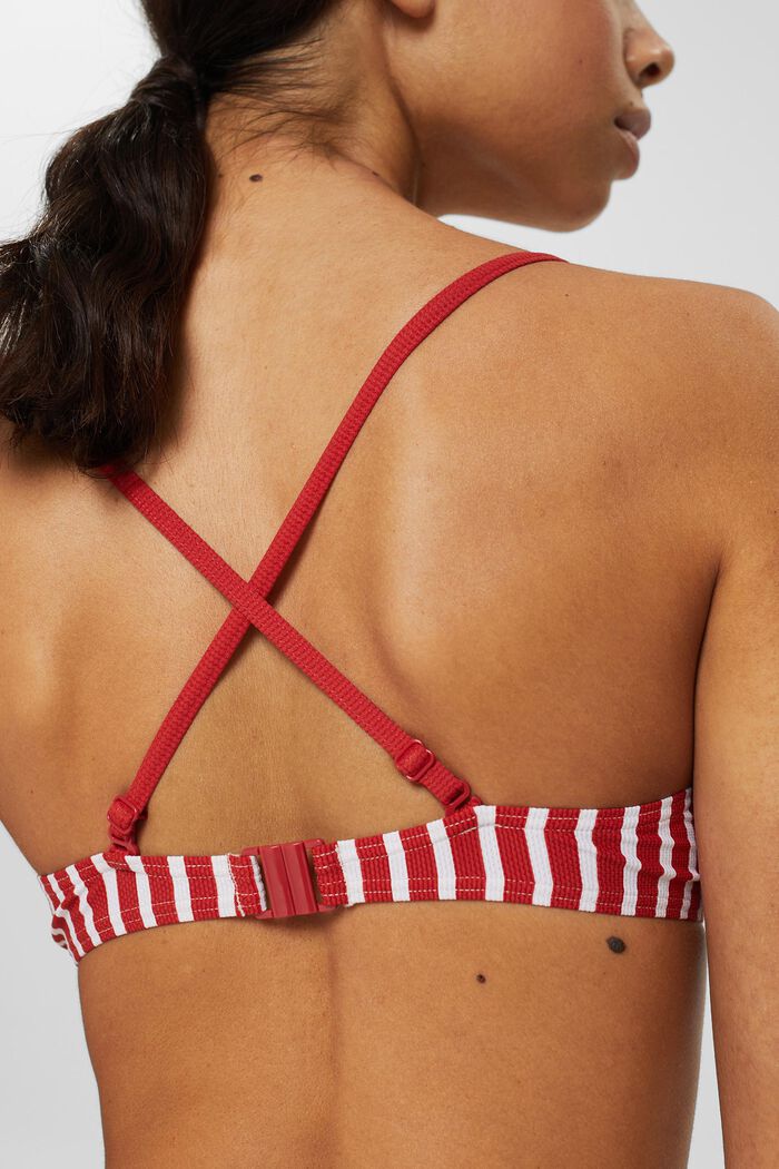 Recycled: Underwire top with stripes, RED, detail image number 1