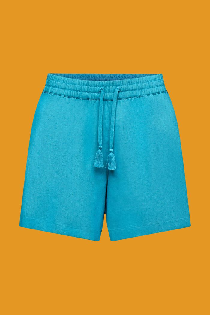 Beach shorts with linen, TEAL BLUE, detail image number 5