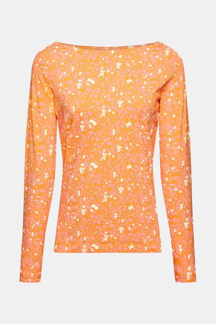 Long-sleeved top with all over print, ORANGE, detail image number 6