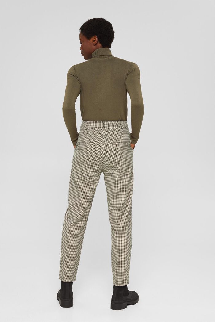 Trousers with a houndstooth check and button placket, DARK KHAKI, detail image number 3