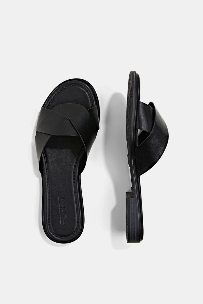 Slip-ons with crossed-over straps, BLACK, detail image number 1