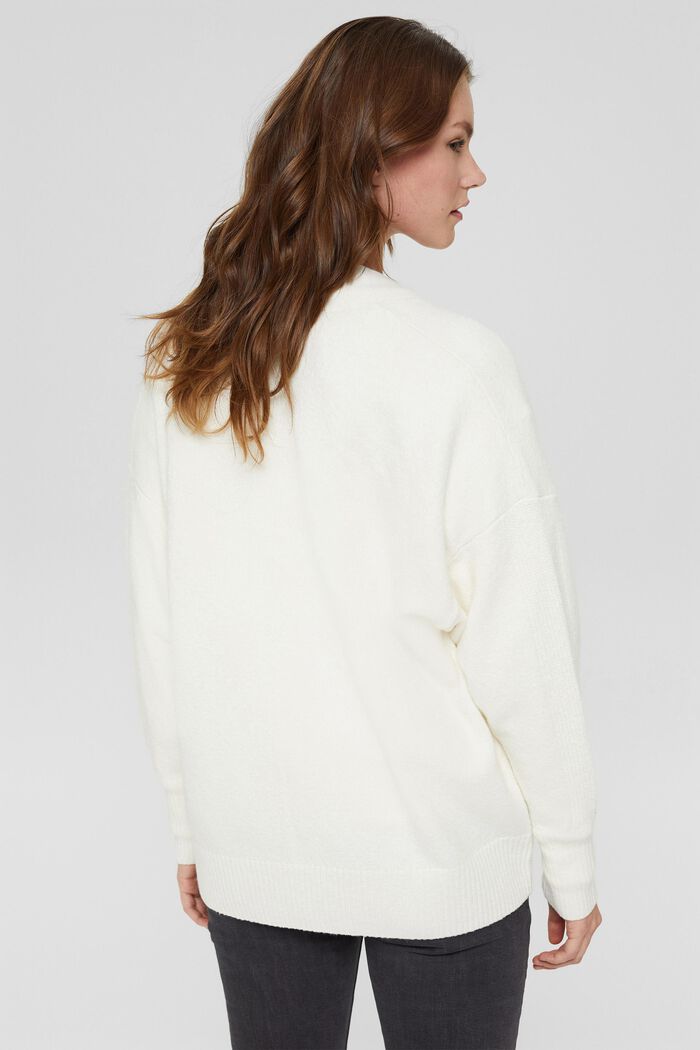 Wool blend: open cardigan, OFF WHITE, detail image number 3