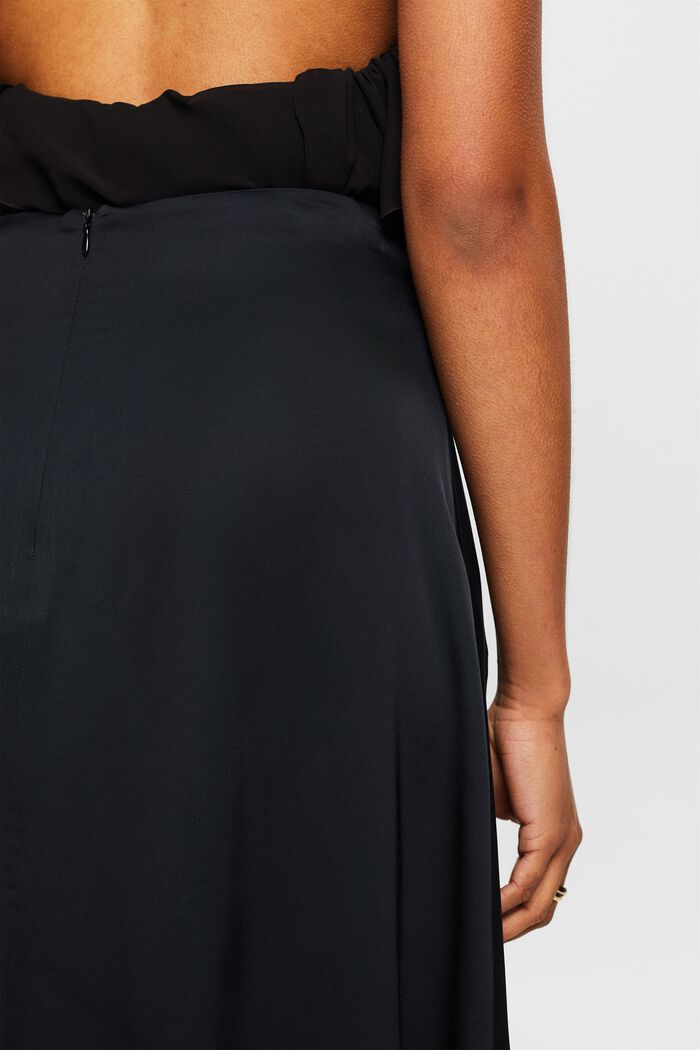 Satin Wrap Midi Skirt, BLACK, detail image number 3