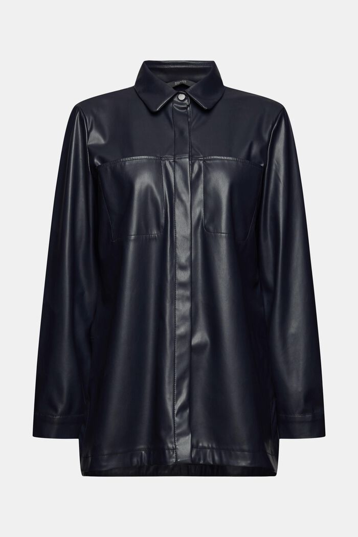 Oversized faux leather blouse, NAVY, detail image number 5