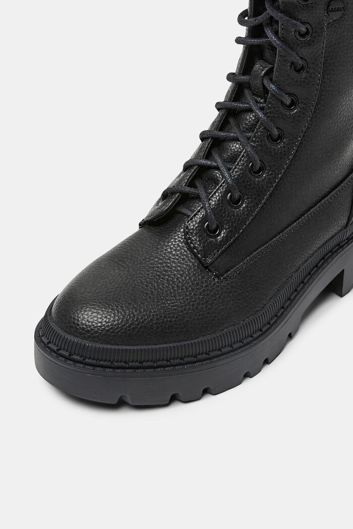 Vegan leather lace-up boots, BLACK, detail image number 3