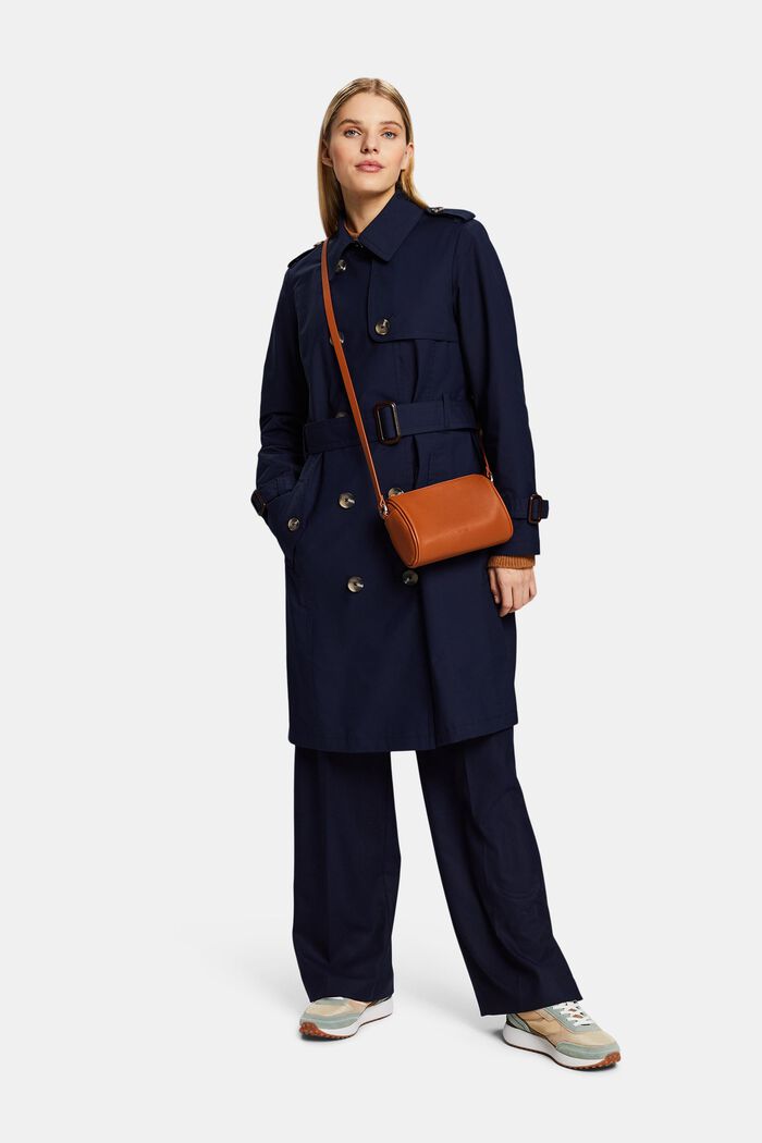 Belted Double-Breasted Trench Coat, NAVY, detail image number 4