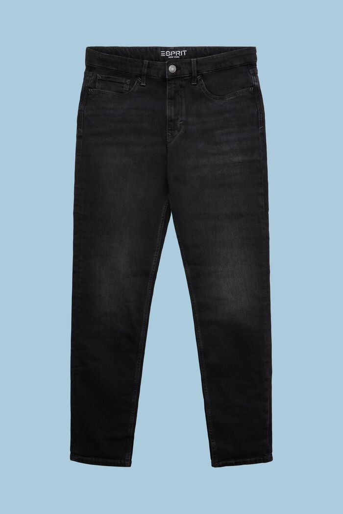 Mid-Rise Regular Tapered Jeans, BLACK DARK WASHED, detail image number 7