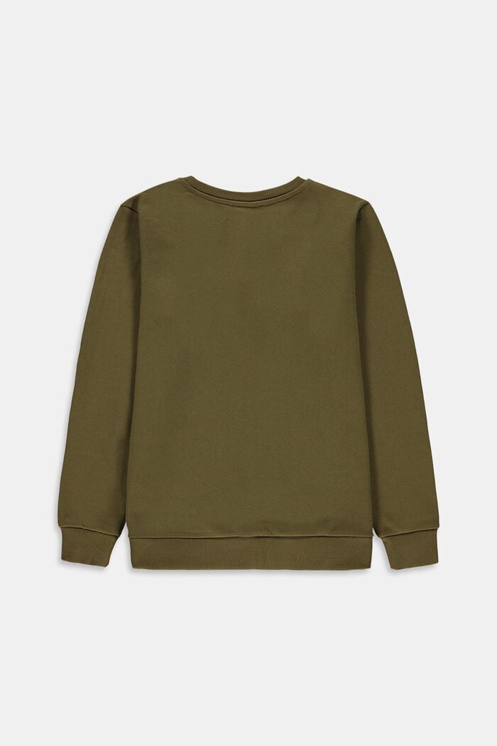 Sweatshirt with a print, 100% cotton, OLIVE, detail image number 1