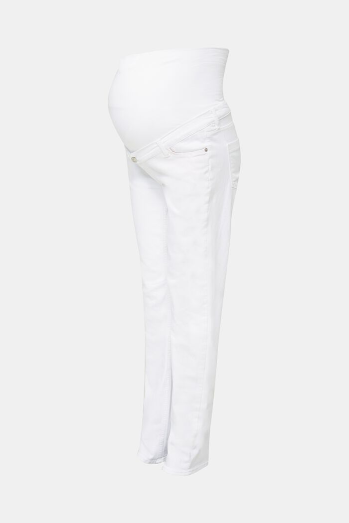 Basic jeans with an over-bump waistband, WHITE, detail image number 1