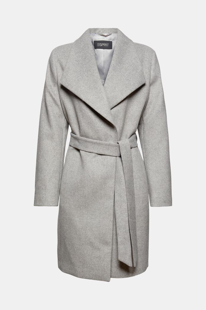 Wool blend: coat with a large collar, LIGHT GREY, detail image number 5