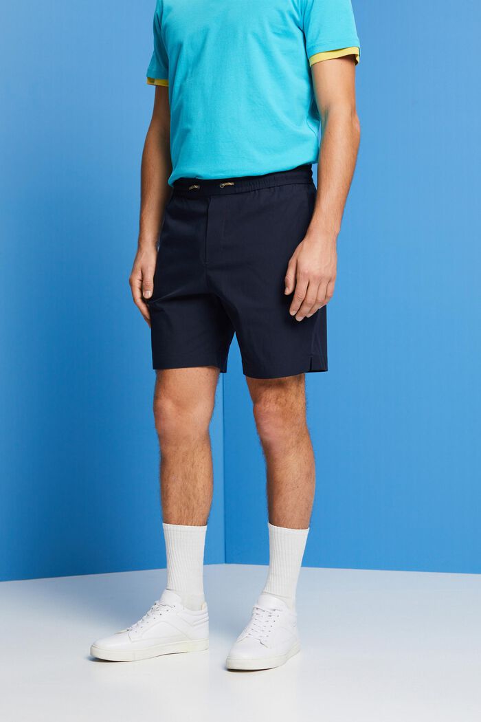 Cotton Poplin Pull On Shorts, NAVY, detail image number 0