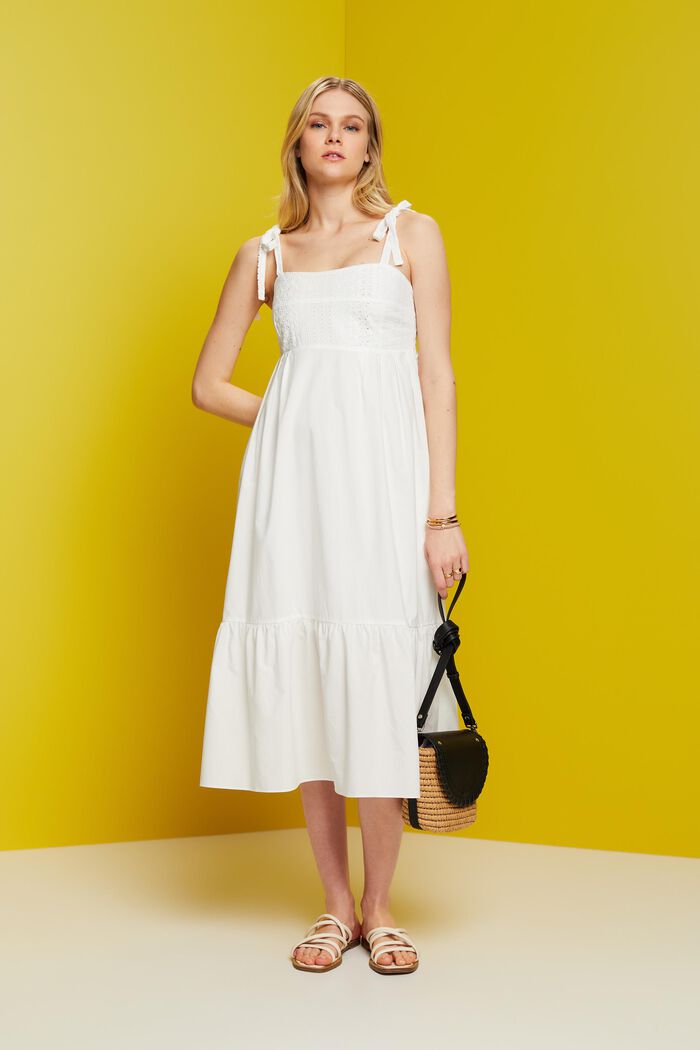 Midi dress with embroidery, LENZING™ ECOVERO™, WHITE, detail image number 1