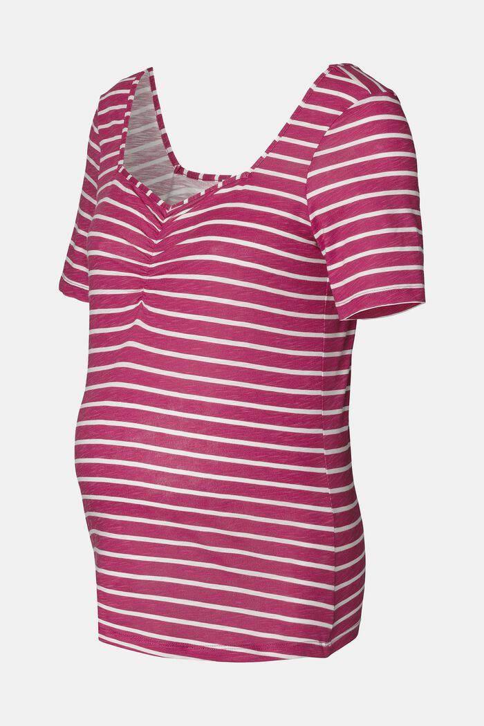MATERNITY Striped Jersey T-Shirt, BERRY, detail image number 4