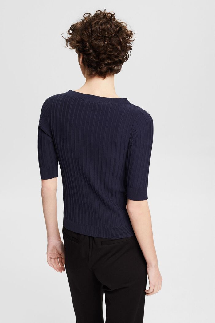 T-shirt with a ribbed texture, NAVY, detail image number 3