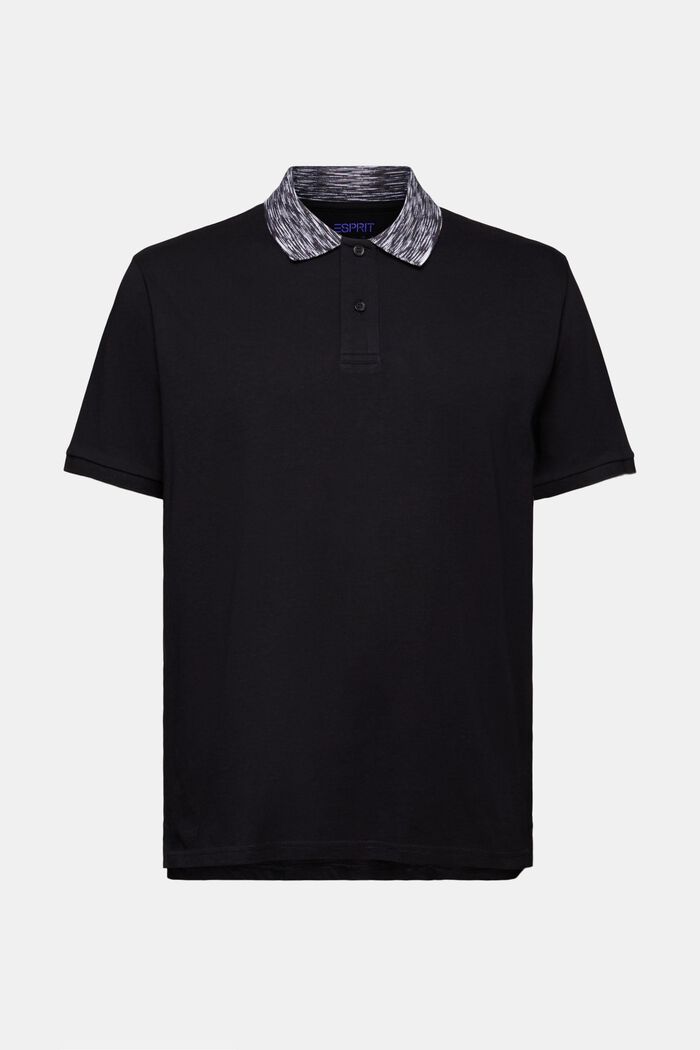 Space-Dyed Collar Polo Shirt, BLACK, detail image number 5