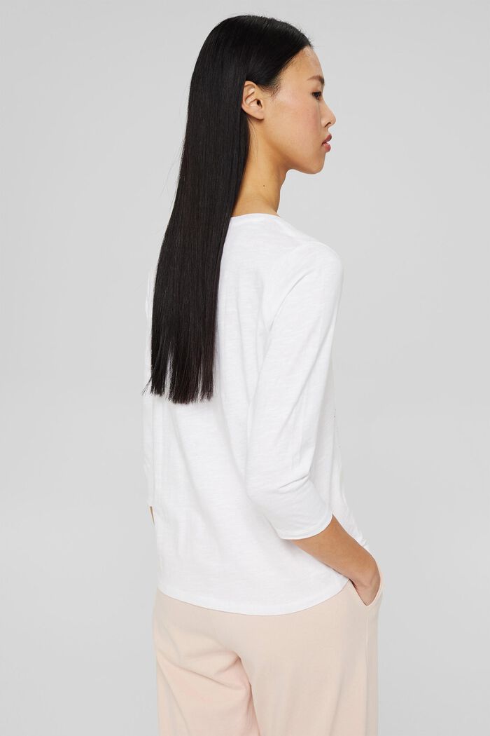 Top with 3/4-length sleeves and print, WHITE, detail image number 3