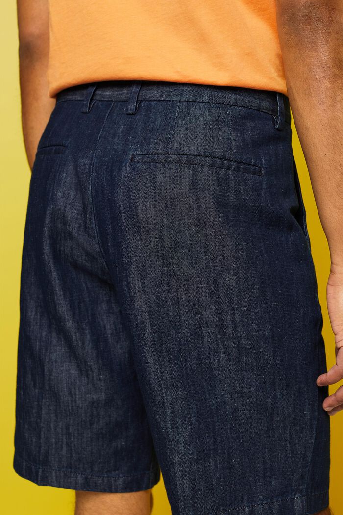 Cotton Linen Chino Shorts, BLUE BLACK, detail image number 4