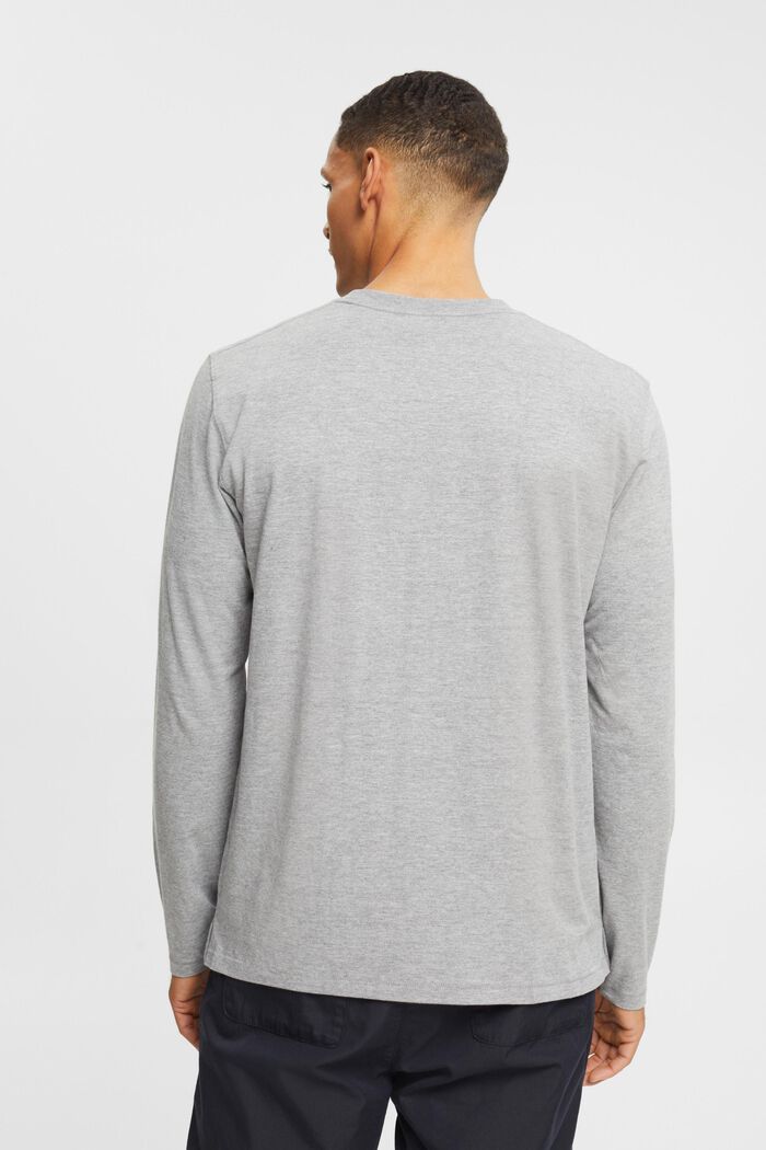 Jersey long sleeve top with small logo print, MEDIUM GREY, detail image number 3