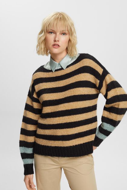 Wool-Mohair Blend Striped Sweater