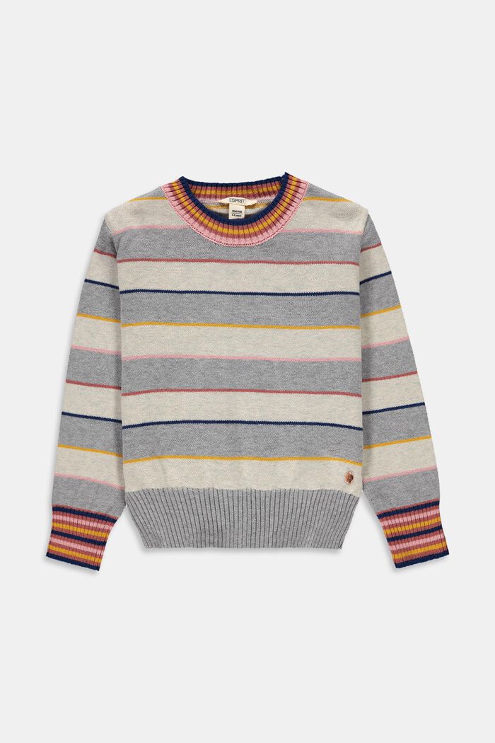 Colourful striped jumper made of blended cotton, SILVER, detail image number 0