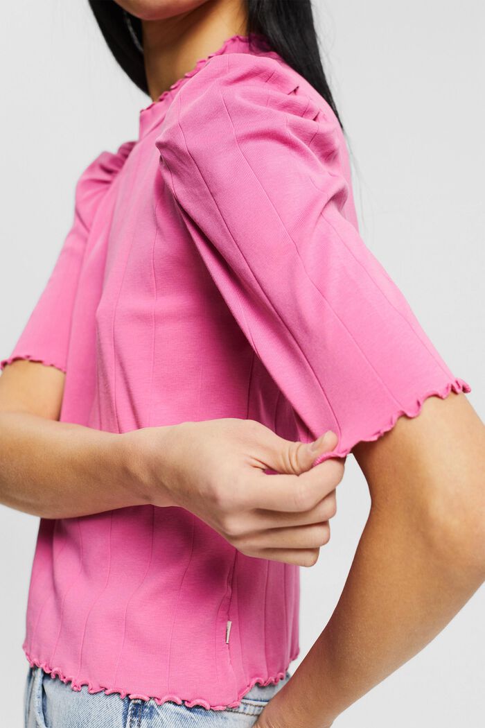 T-shirt with gathered shoulders, PINK, detail image number 2