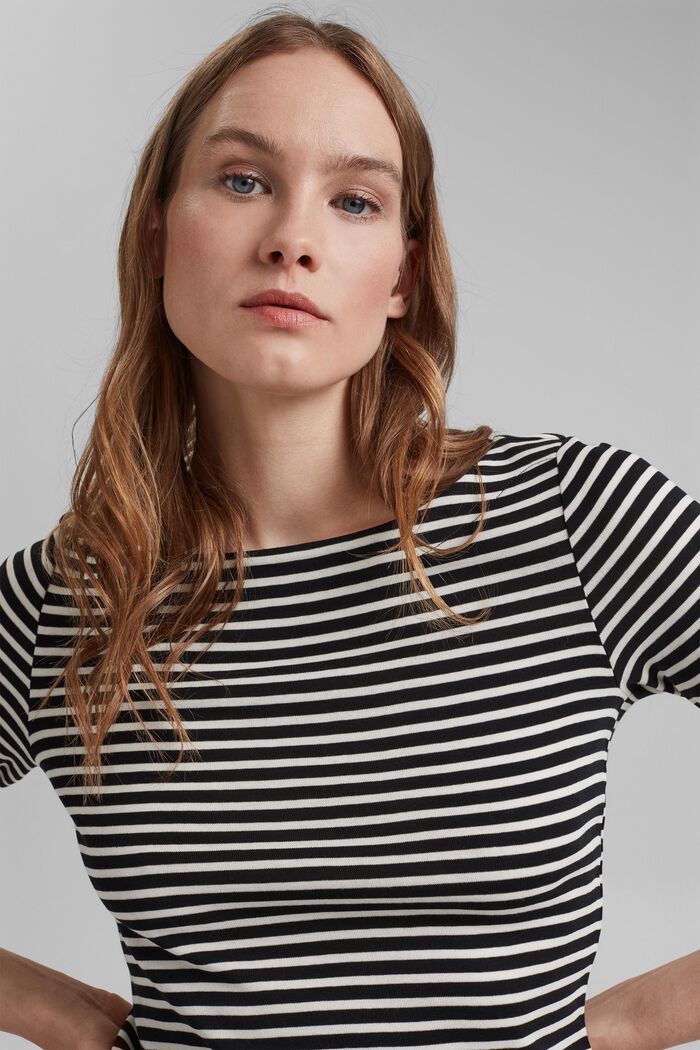 Striped long sleeve top made of 100% organic cotton, BLACK, detail image number 5