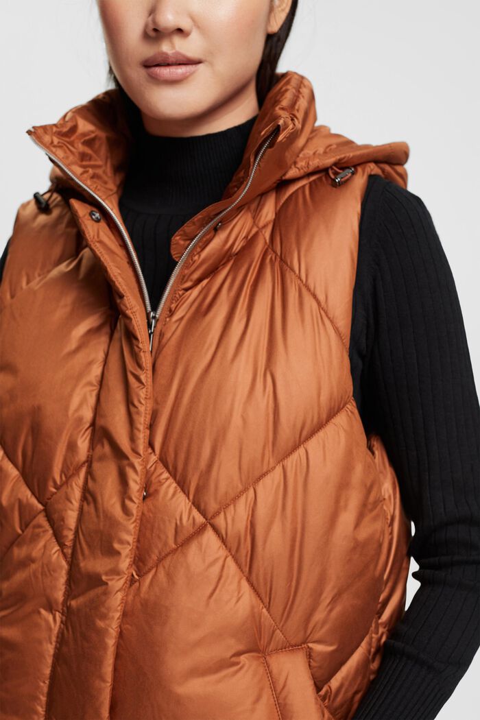 Longline quilted body warmer, TOFFEE, detail image number 0