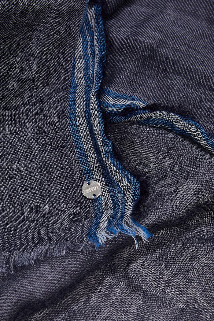 Blended linen scarf, DARK BLUE, detail image number 1