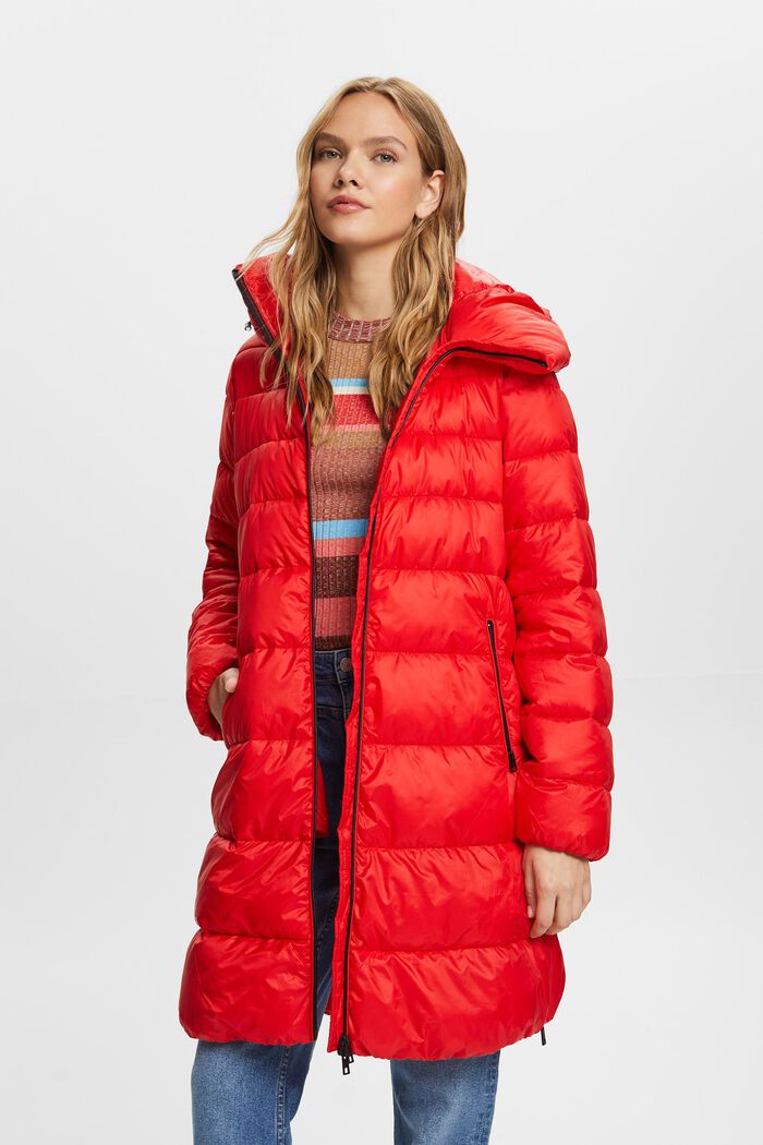 Recycled: puffer coat with a hood, RED, detail image number 0