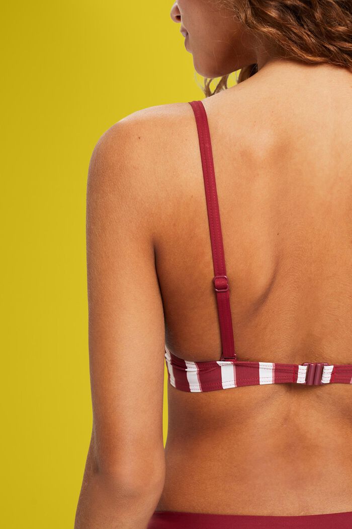 Underwired striped bikini top, DARK RED, detail image number 3