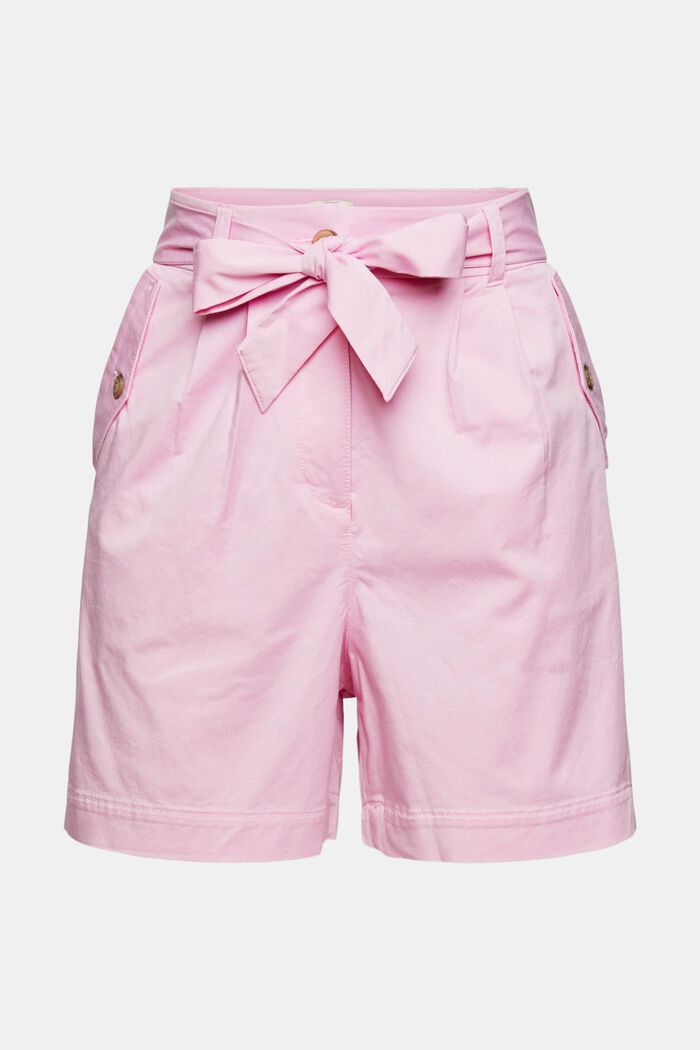 Shorts with a tie-around belt, LENZING™ ECOVERO™, PINK, overview