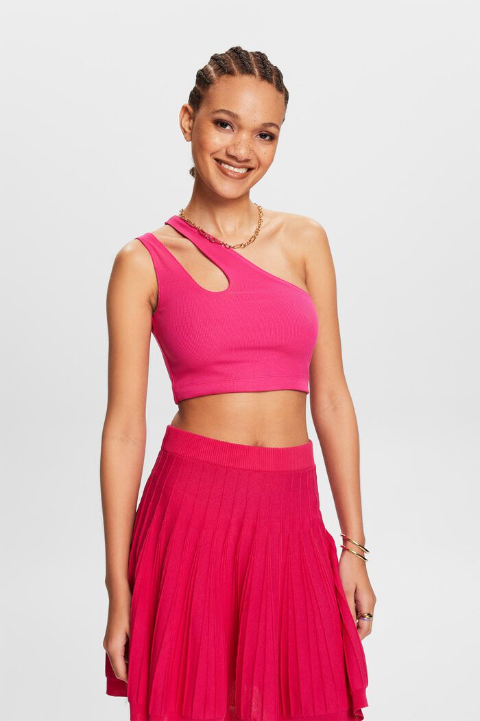 One-Shoulder Cropped Top, PINK FUCHSIA, detail image number 4