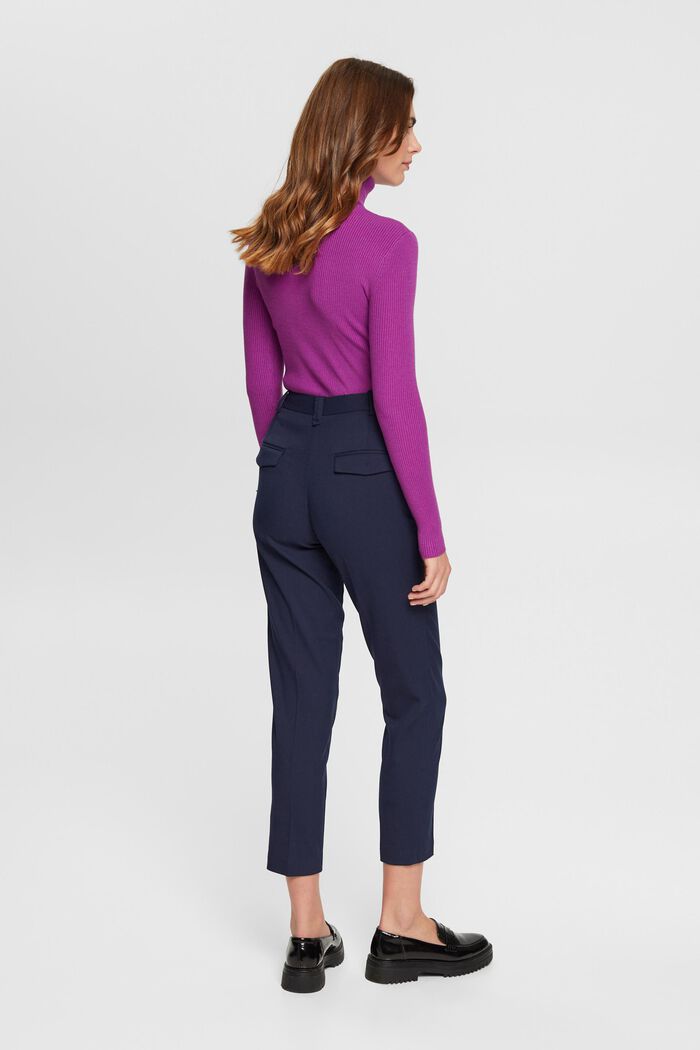 Mid-rise tapered leg trousers, NAVY, detail image number 3