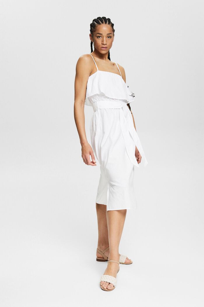 Linen blend: dress with adjustable straps, WHITE, detail image number 1