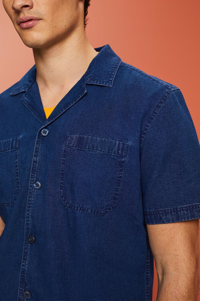 Short sleeve jeans shirt, 100% cotton, BLUE LIGHT WASHED, detail image number 2