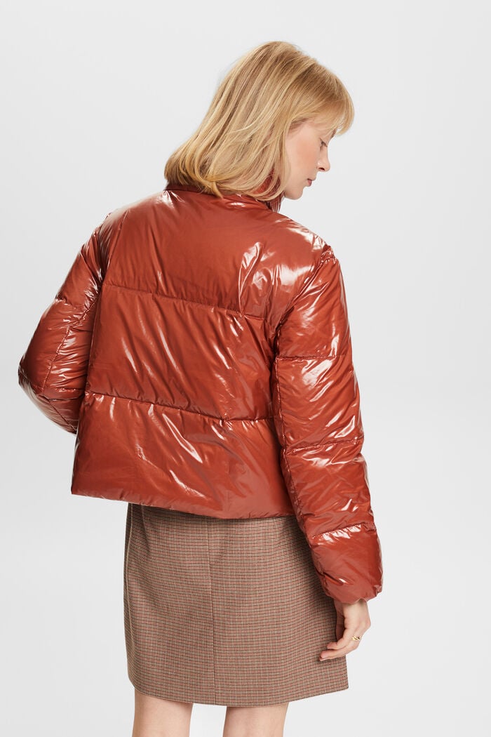 Glossed-Shell Puffer Jacket, TERRACOTTA, detail image number 3