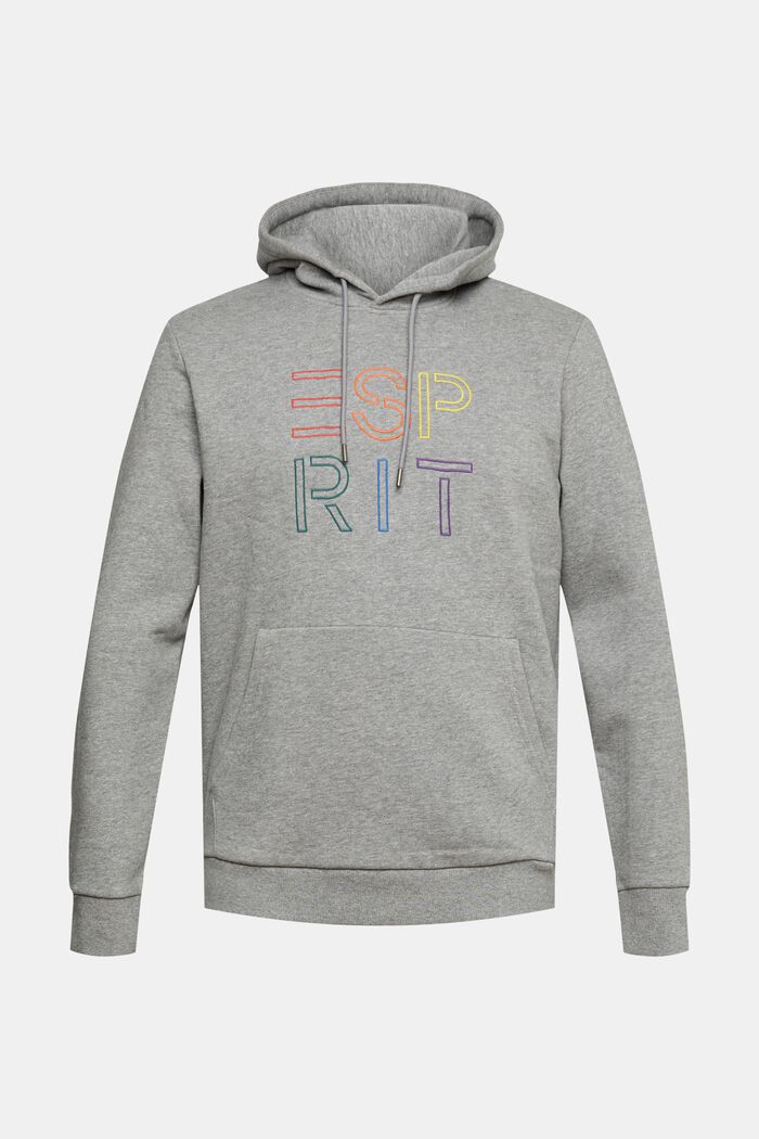 Hoodie with embroidered logo, MEDIUM GREY, overview