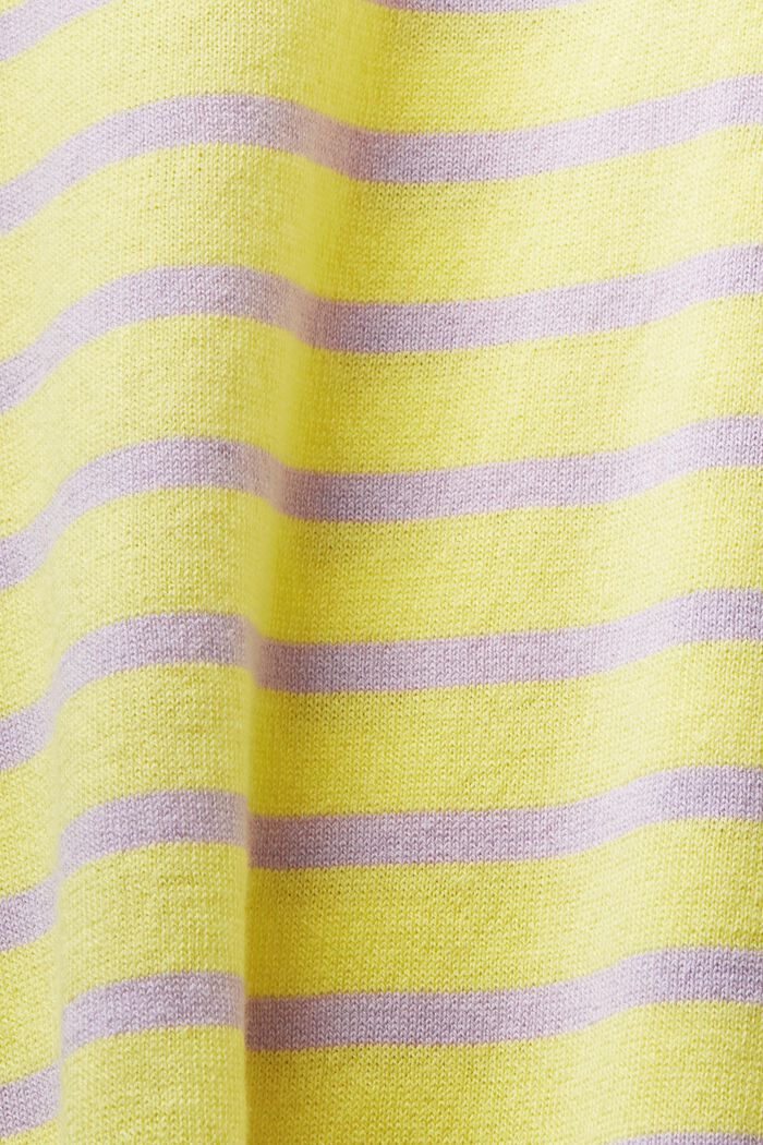 Striped Cotton V-Neck Sweater, PASTEL YELLOW, detail image number 5