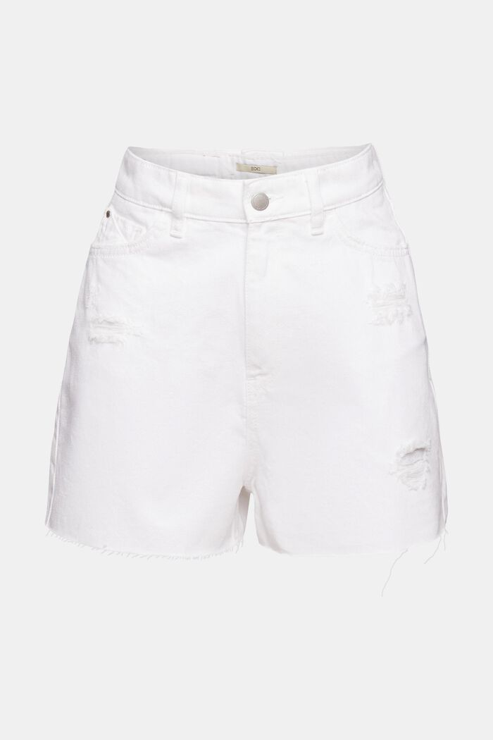 Jersey short with distressed effects, WHITE, detail image number 7
