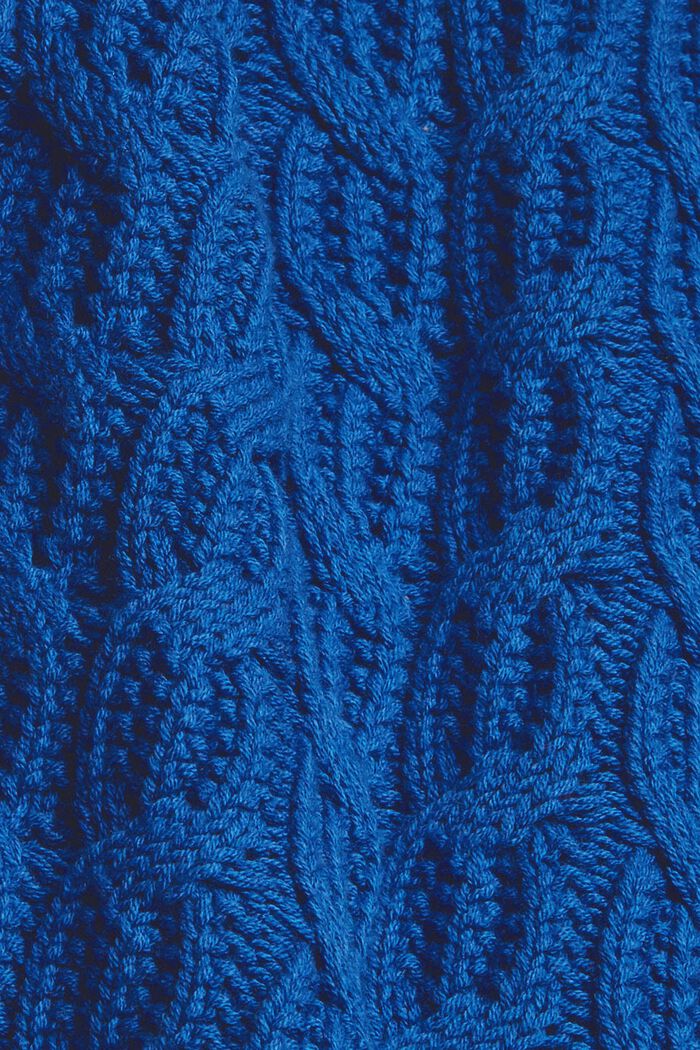 Cable knit jumper made of blended cotton, BRIGHT BLUE, detail image number 4