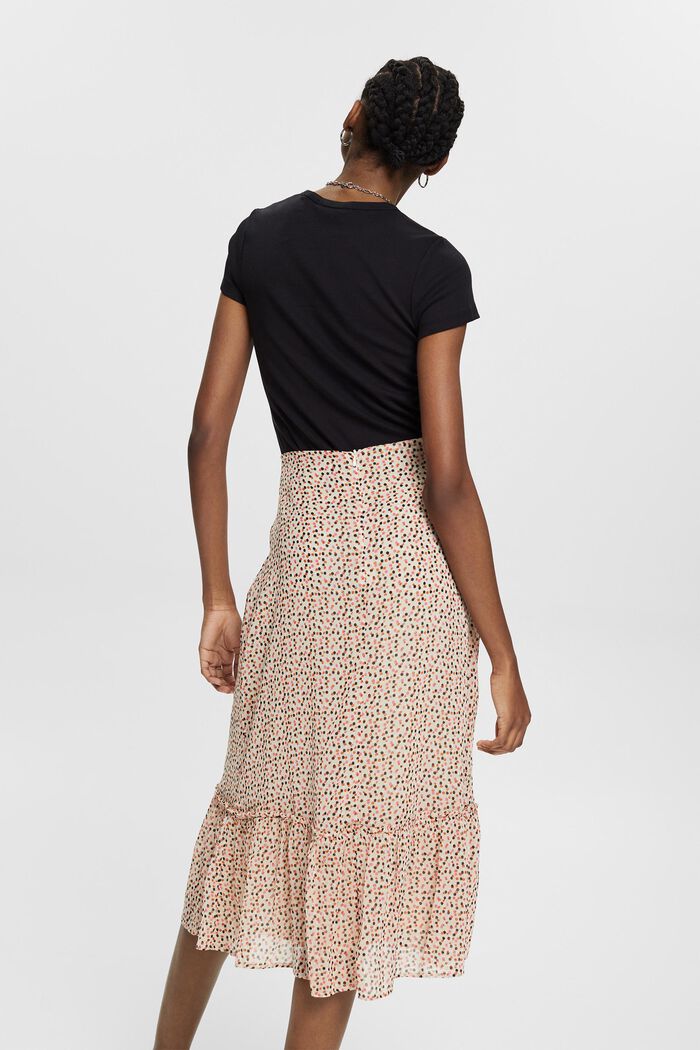 midi-length chiffon skirt, SAND, detail image number 4
