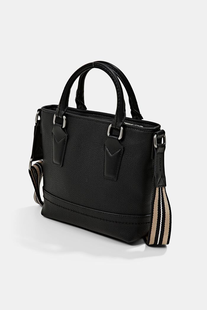 Vegan: faux leather tote bag, BLACK, detail image number 2