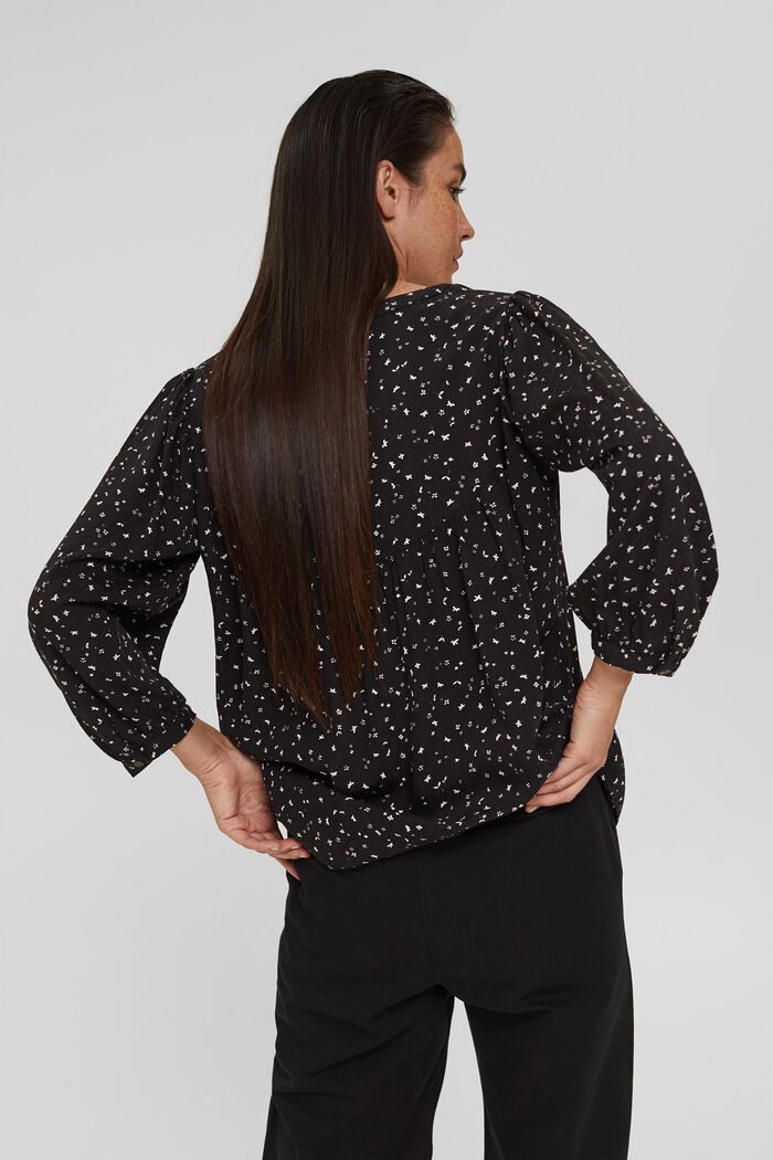 Mille-fleurs blouse made of LENZING™ ECOVERO™, BLACK, detail image number 3