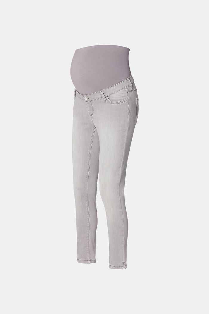 7/8-length jeans with an over-bump waistband, GREY DENIM, overview