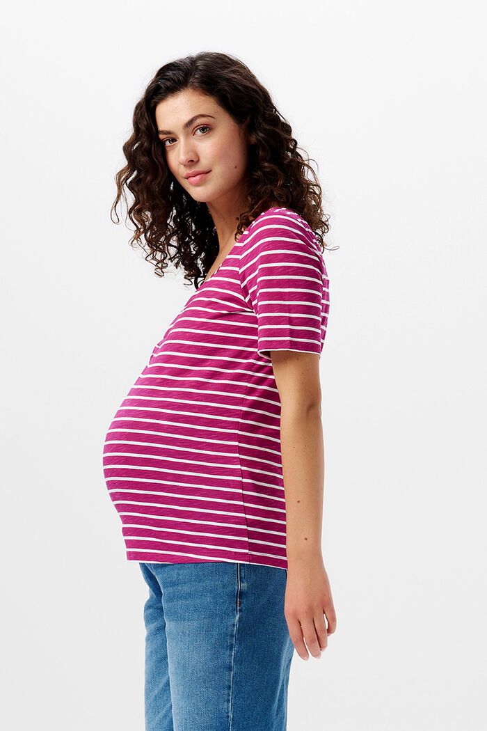 MATERNITY Striped Jersey T-Shirt, BERRY, detail image number 2