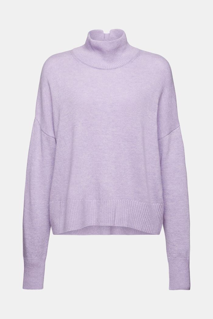 Wool-Blend Mockneck Sweater, LAVENDER, detail image number 6