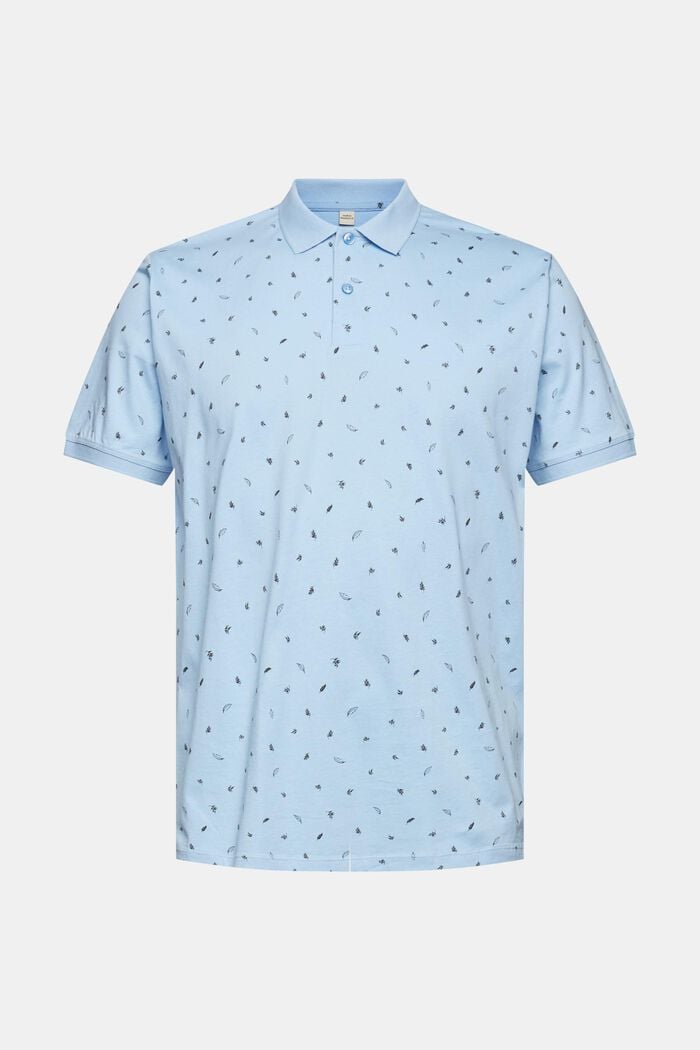 Jersey polo shirt with a print, LIGHT BLUE, detail image number 0