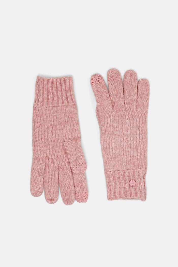 Rib-Knit Gloves, OLD PINK, detail image number 0
