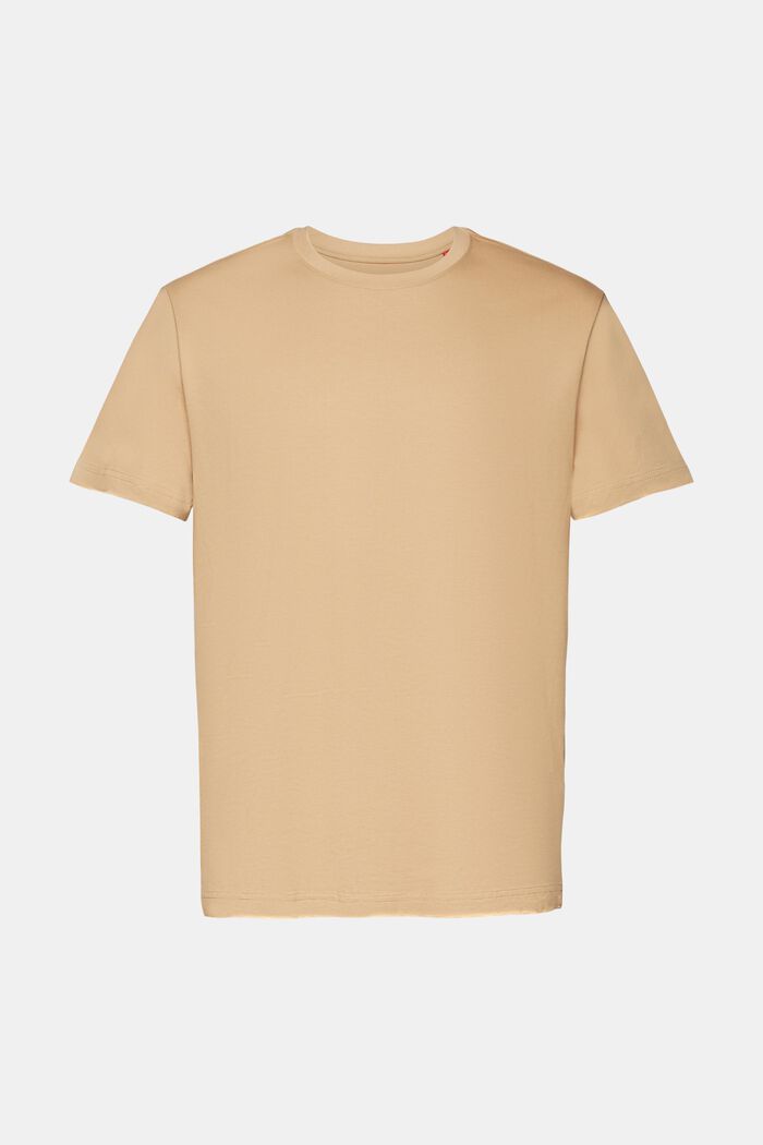 Pima Cotton-Jersey Crewneck T-Shirt, BEIGE, detail image number 6