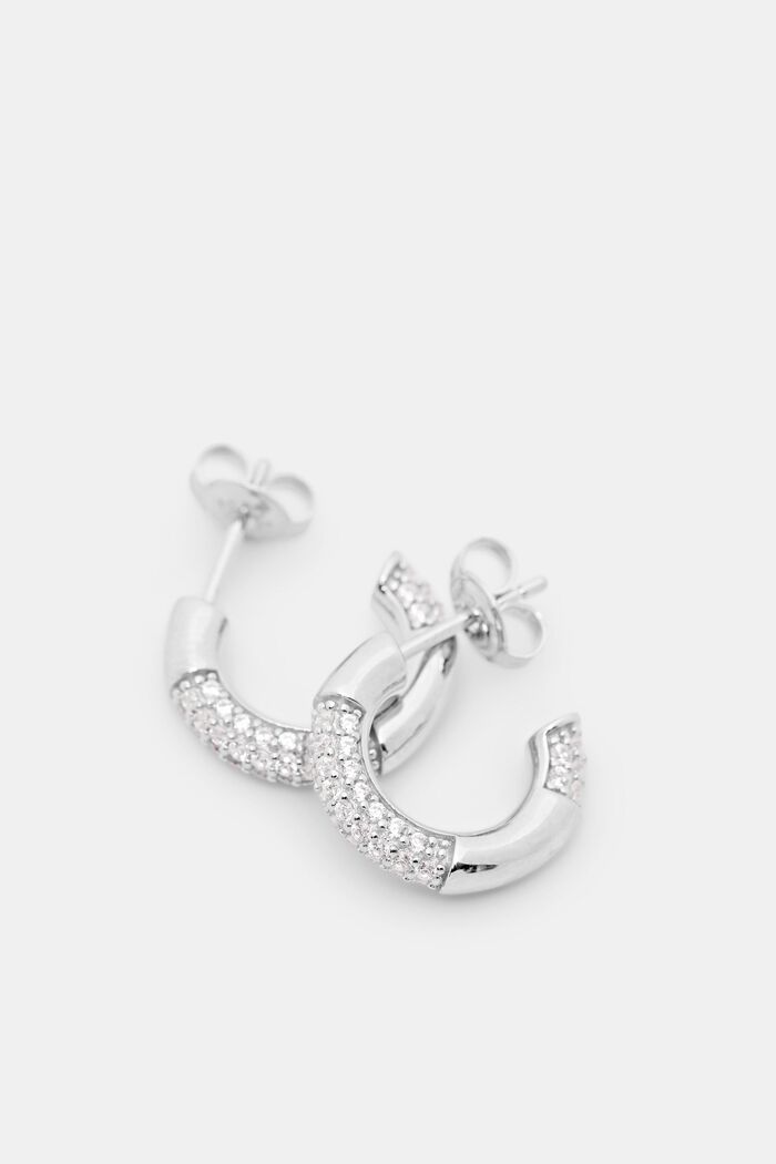 Sterling Silver Mini Hoop Earrings, SILVER, detail image number 1